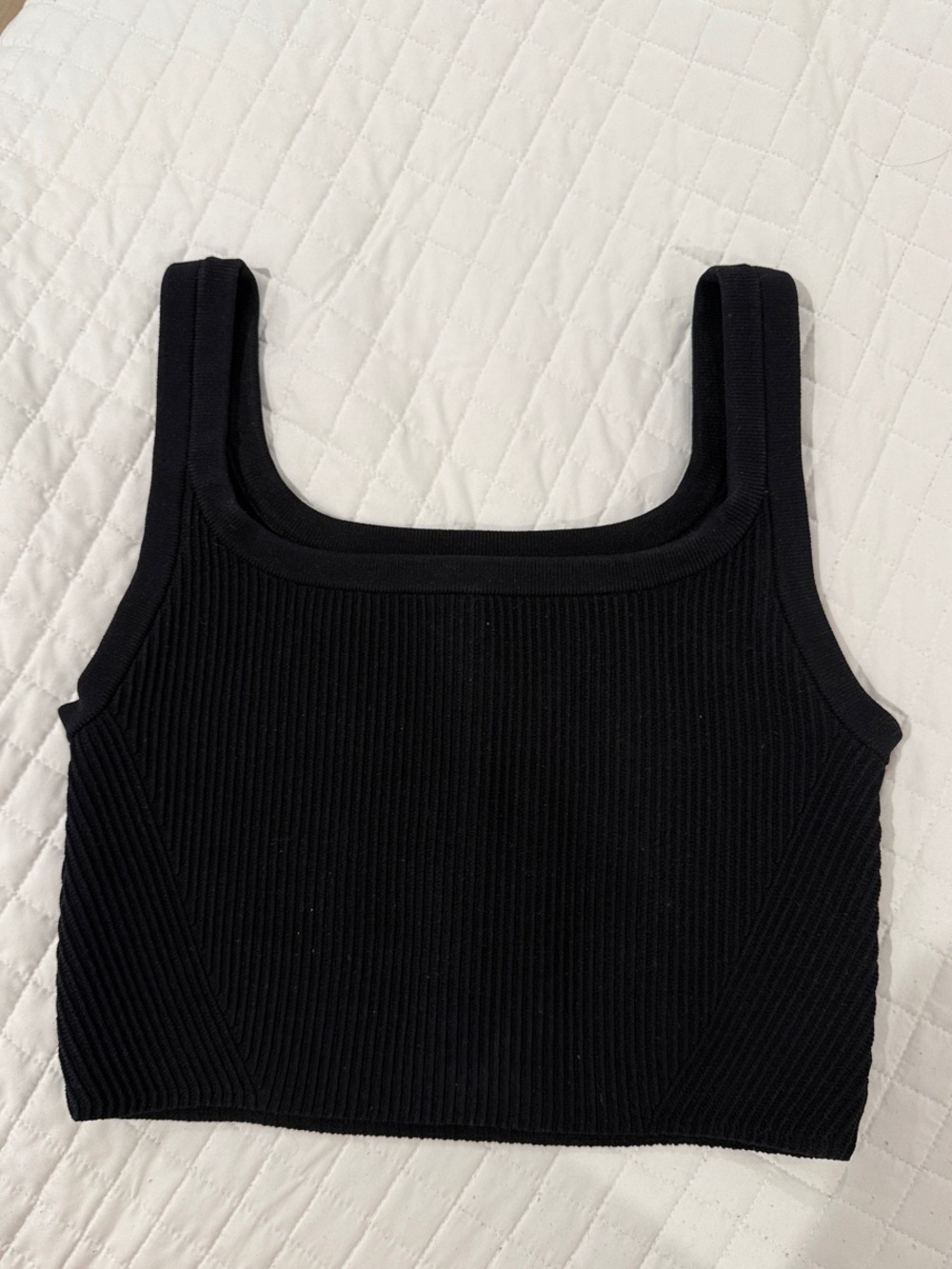 Cuts Clothing Black Ribbed Square Crop Top